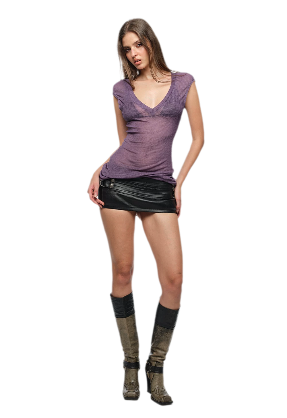 Coated Low-Rise Mini Skirt
