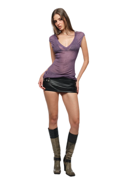 Coated Low-Rise Mini Skirt
