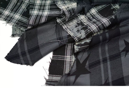 Star Plaid Raw-Edge Skirt