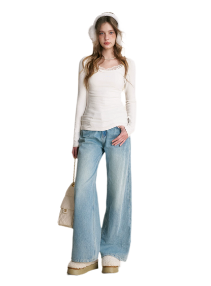تي شيرت ضيق طويل الأكمام من Deer Velvet