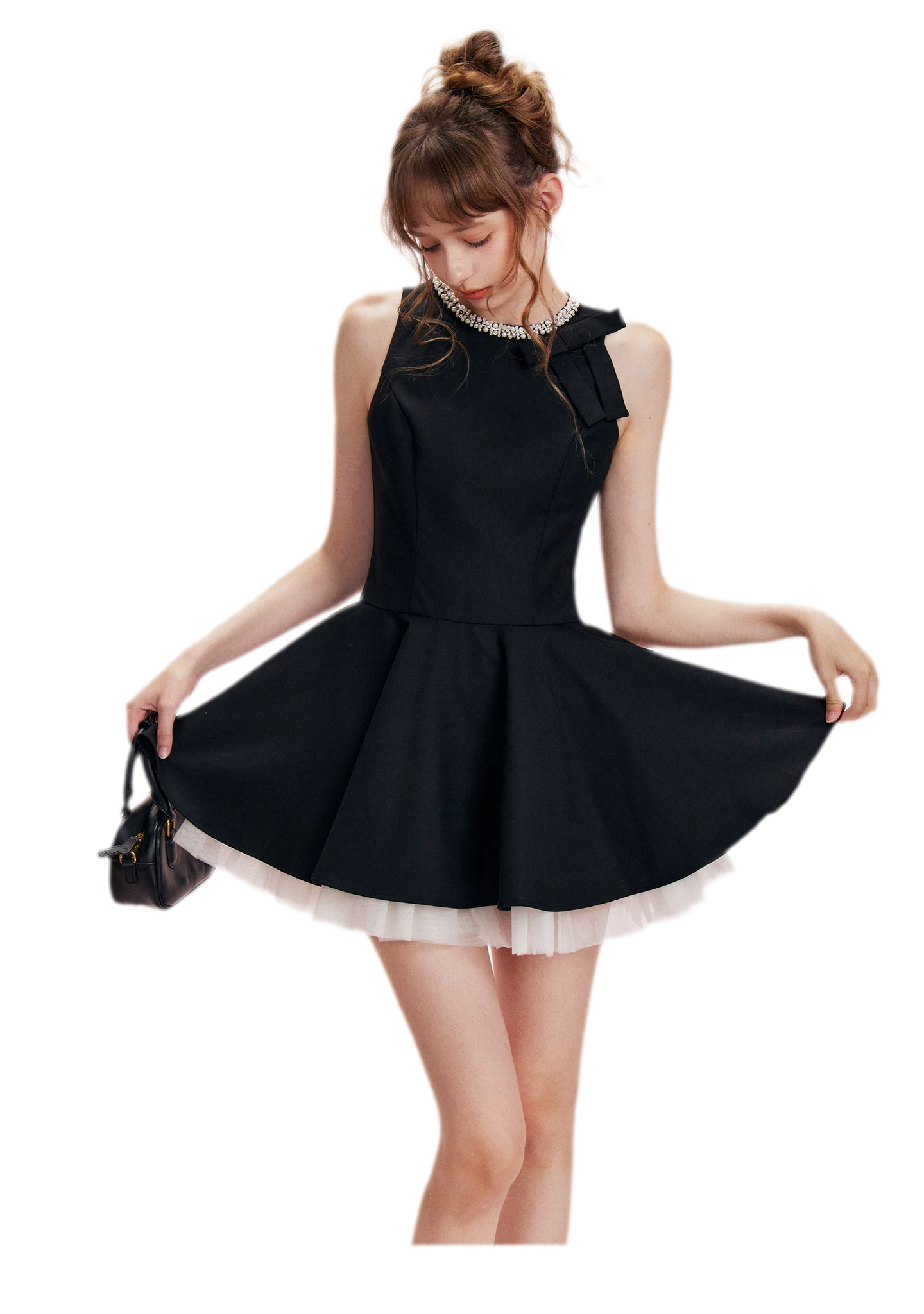 Beaded Bow A-Line Dress