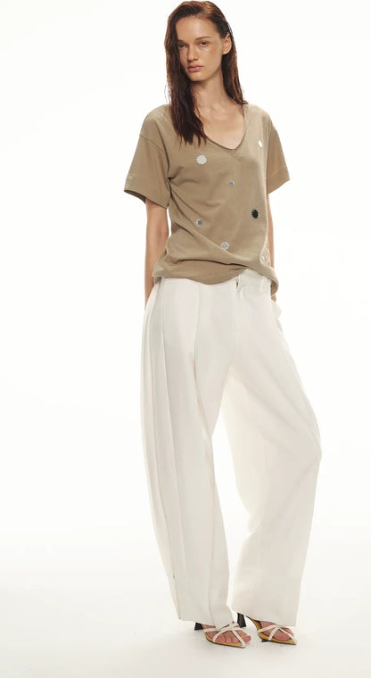 Relaxed Stylish V-Neck Short Sleeve T-Shirt