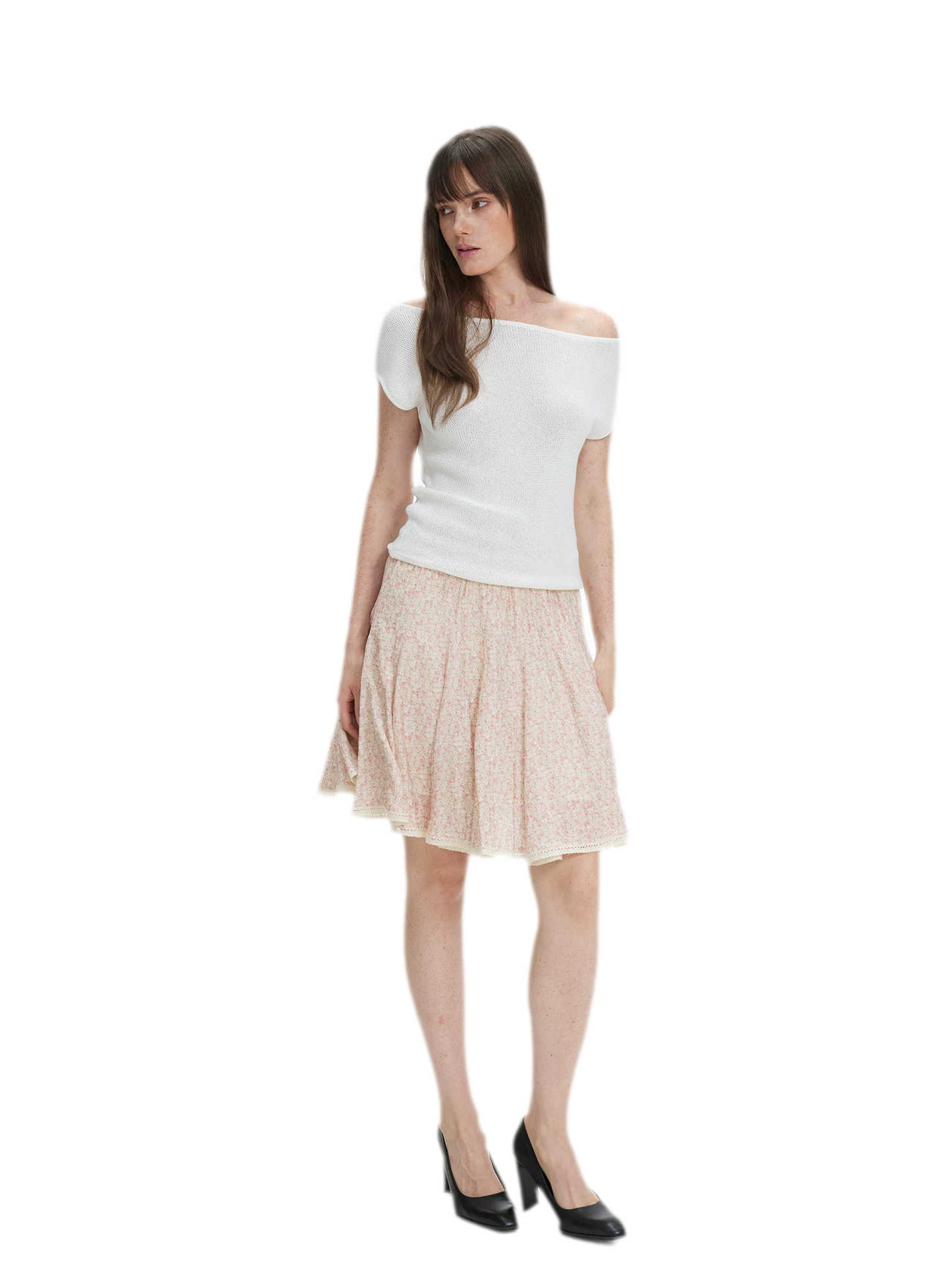 Floral Lace Midi Skirt