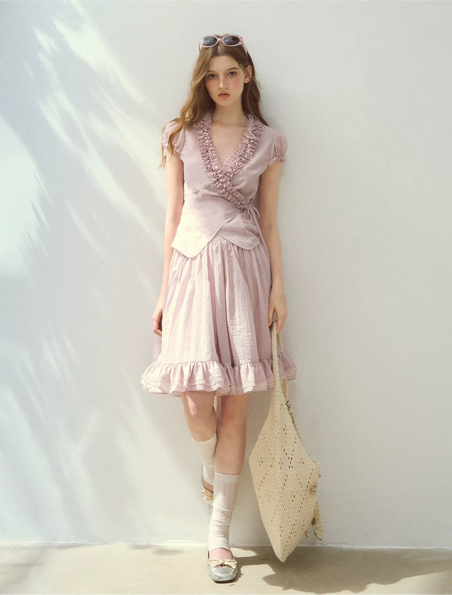 Ruffled Blouse Skirt Set