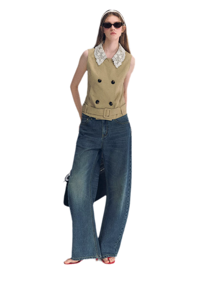 Vintage Wash Wide-Leg Jeans