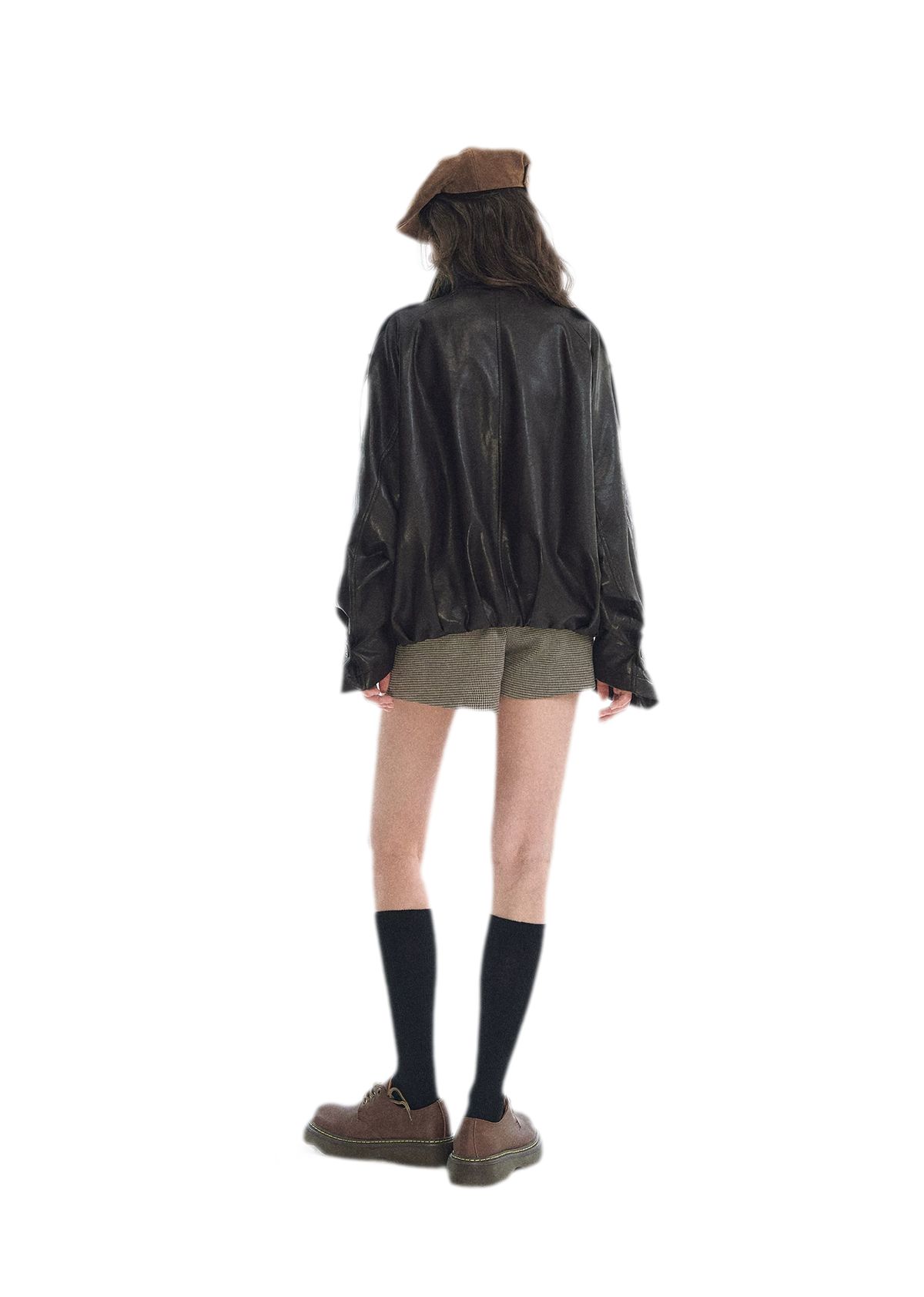 Faux-Leather Oversized Double-Breasted Jacket
