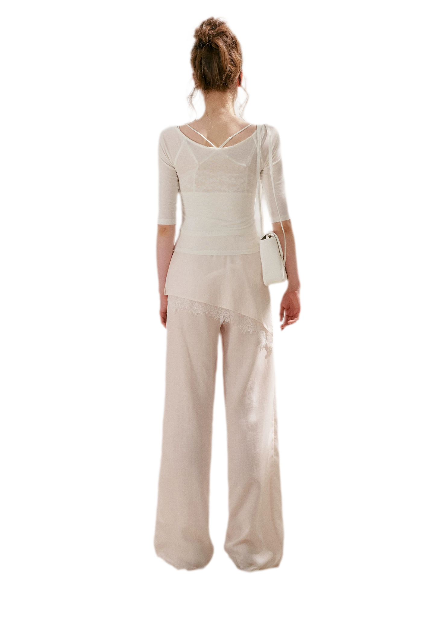 Lace Detail Casual Wide-Leg Pants