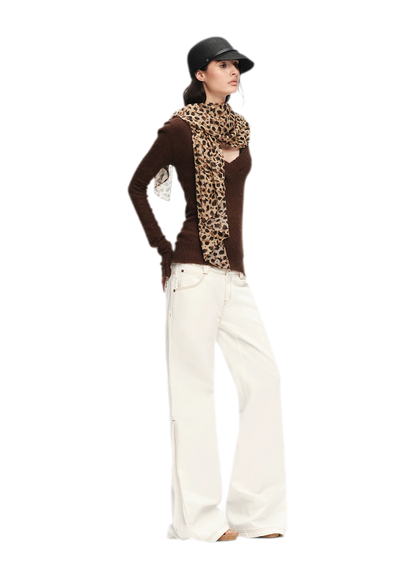 Contrast Stitch Flared Jeans