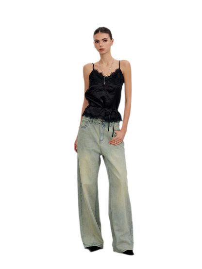 Lace Tie Waist Satin Camisole