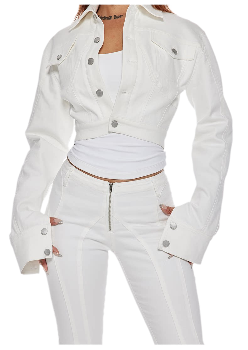 Panelled Cropped Denim Jacket