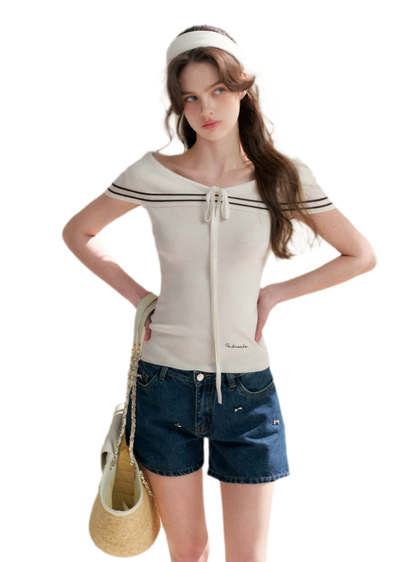 V-Neck Tie Knit Top