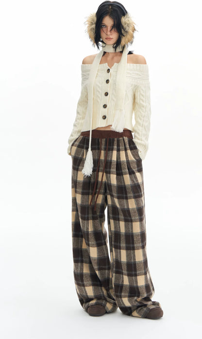 Plaid Wide-Leg Pants