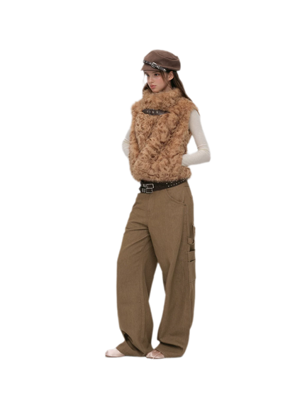 Detachable Sleeve Faux Fur Vest