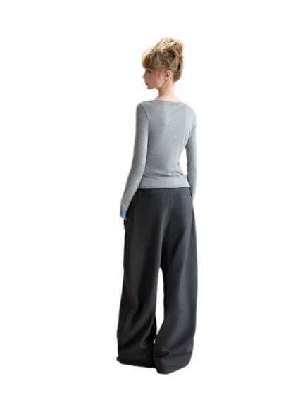 Double Pleat Curved Trousers