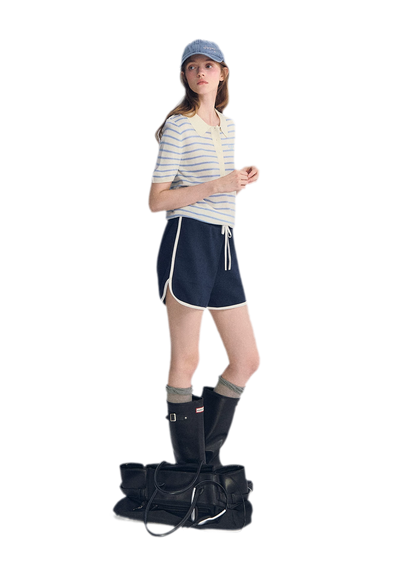 Embroidered Piping Shorts