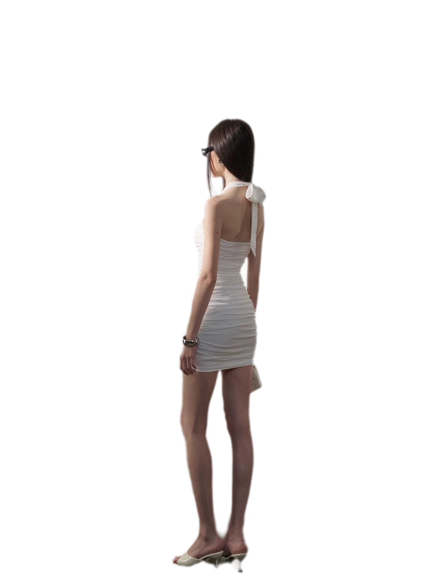 Sparkling Mesh Ruched Dress