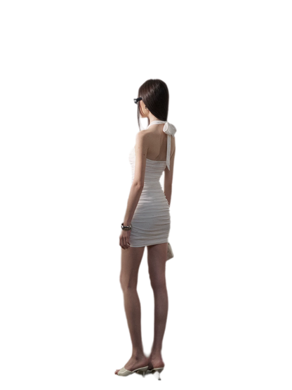Sparkling Mesh Ruched Dress