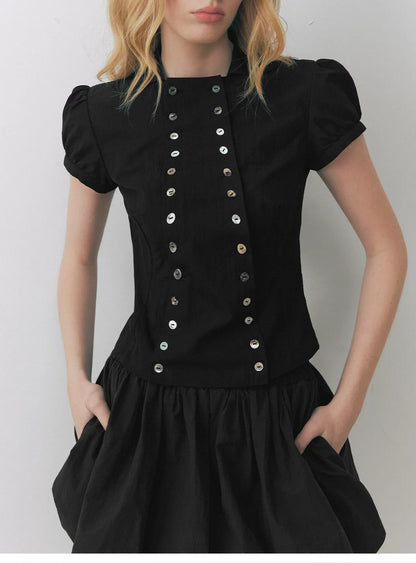 Shell Button Fitted Shirt