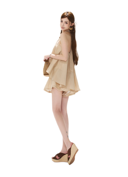 Halter Pleat Skort Set