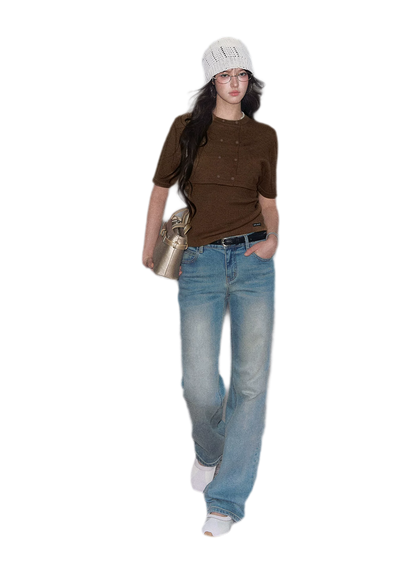Double-Breasted Cropped Cape Cardigan