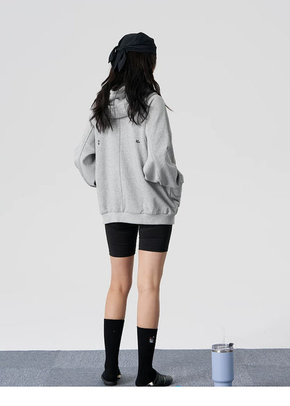 Ribbed Panel Hooded Zip Jacket