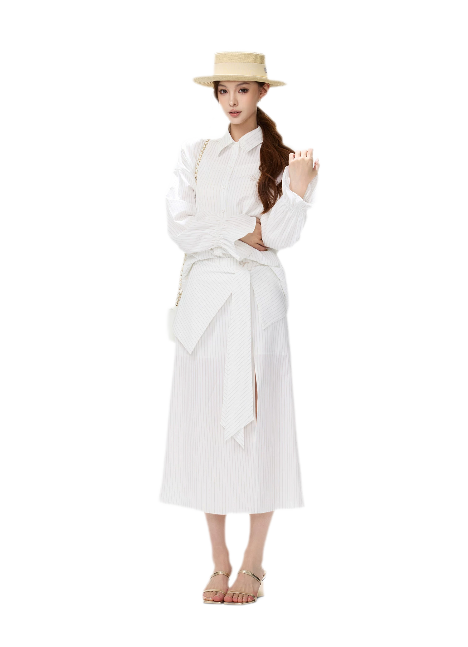 Striped Bow Tie Skirt Set