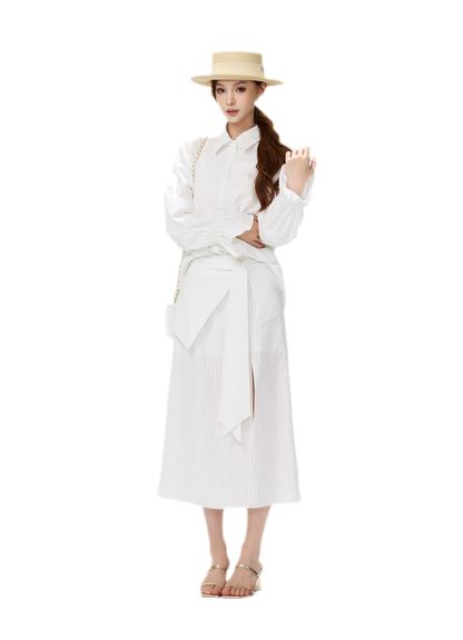 Striped Bow Tie Skirt Set
