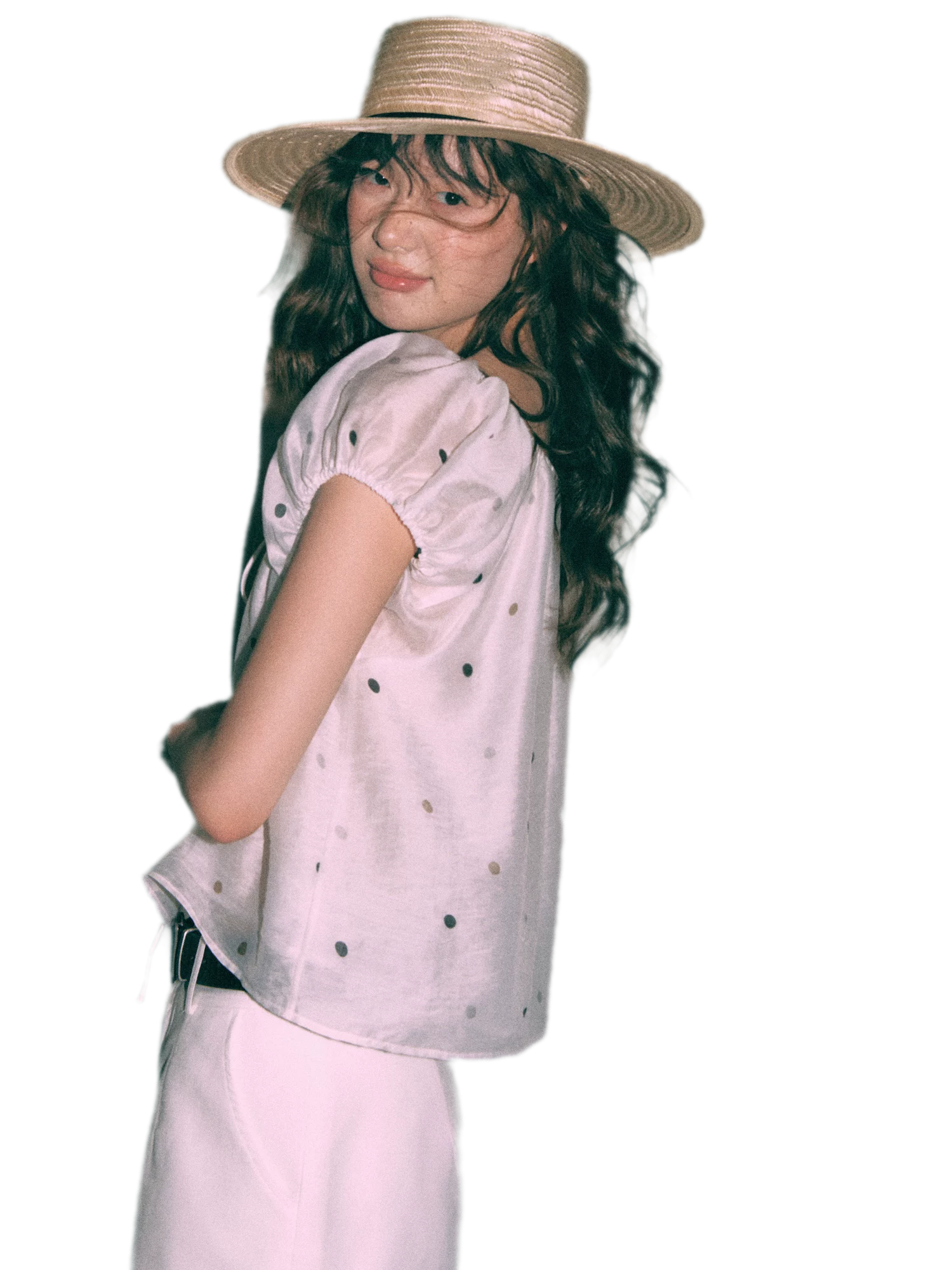 Polka Dot Puff Sleeve Top