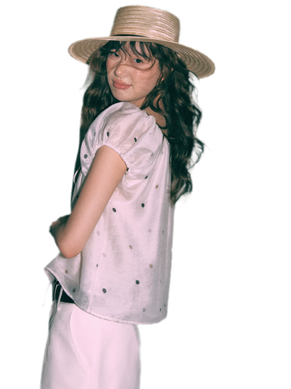 Polka Dot Puff Sleeve Top