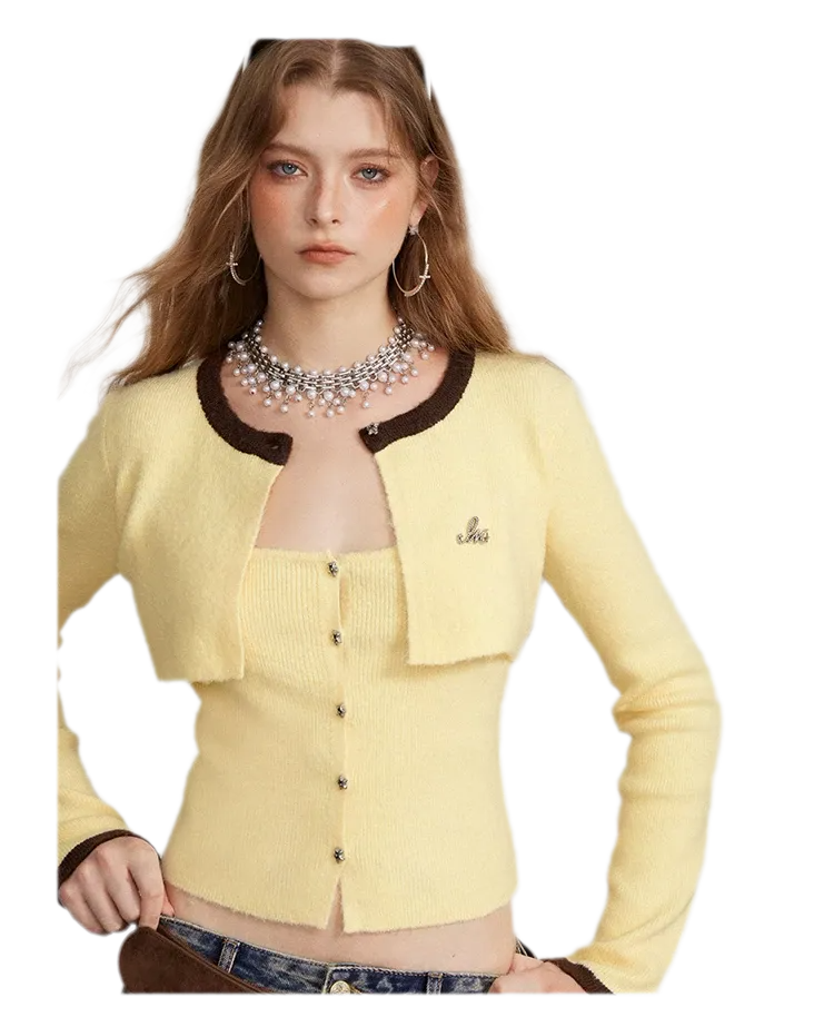 Contrast Panel Cropped Knit Sweater