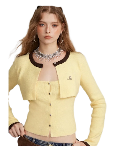 Contrast Panel Cropped Knit Sweater