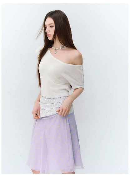 French Style Floral Chiffon Skirt