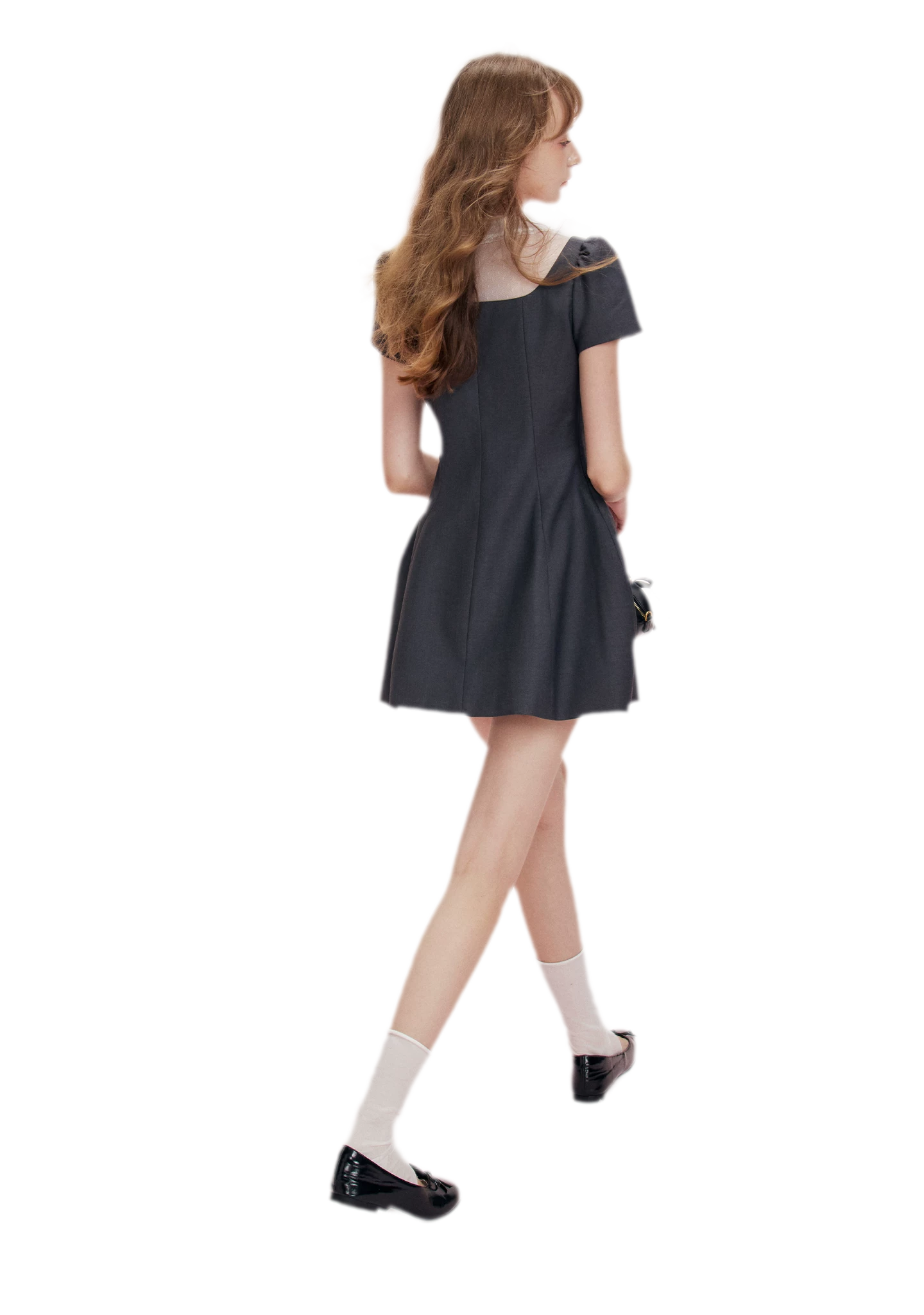 Mesh Panel Bow Waist Dress