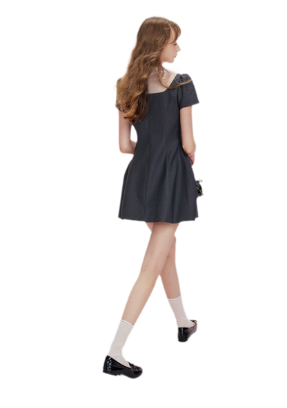 Mesh Panel Bow Waist Dress