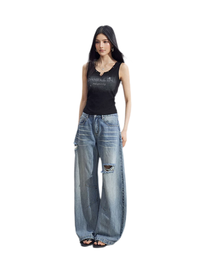 Rhinestone V-Neck Tank