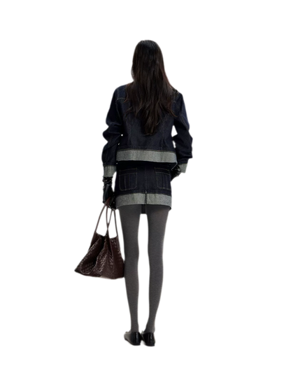 Raw Denim Turn-Up Mini Skirt