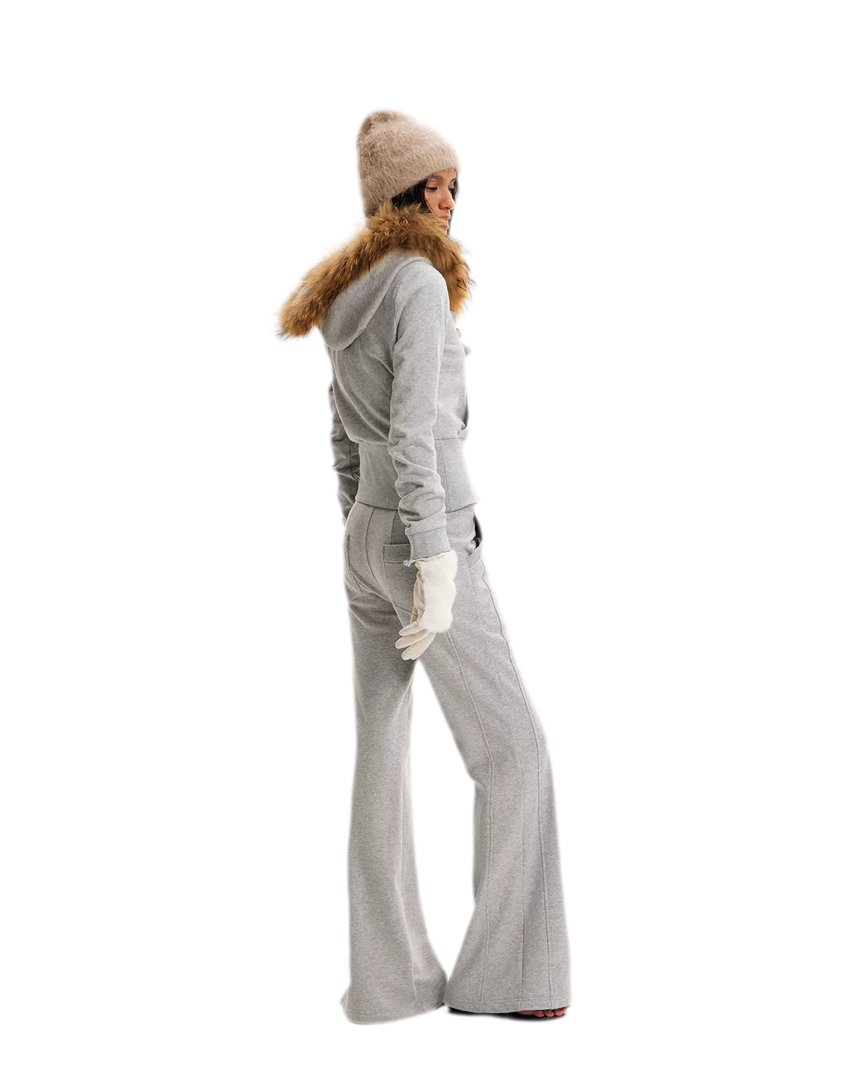 Fur Collar Fitted Jacket Set