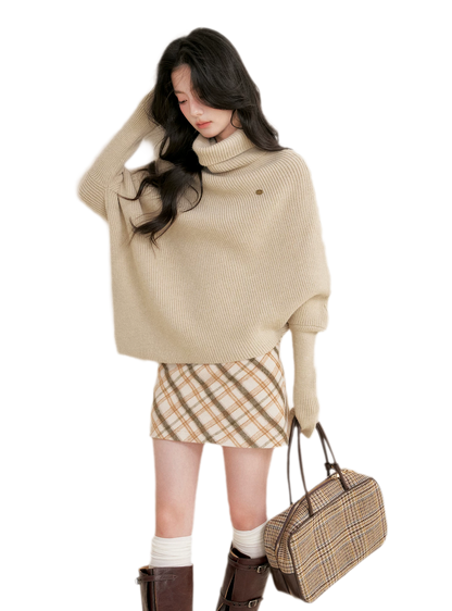 High Neck Poncho Sweater