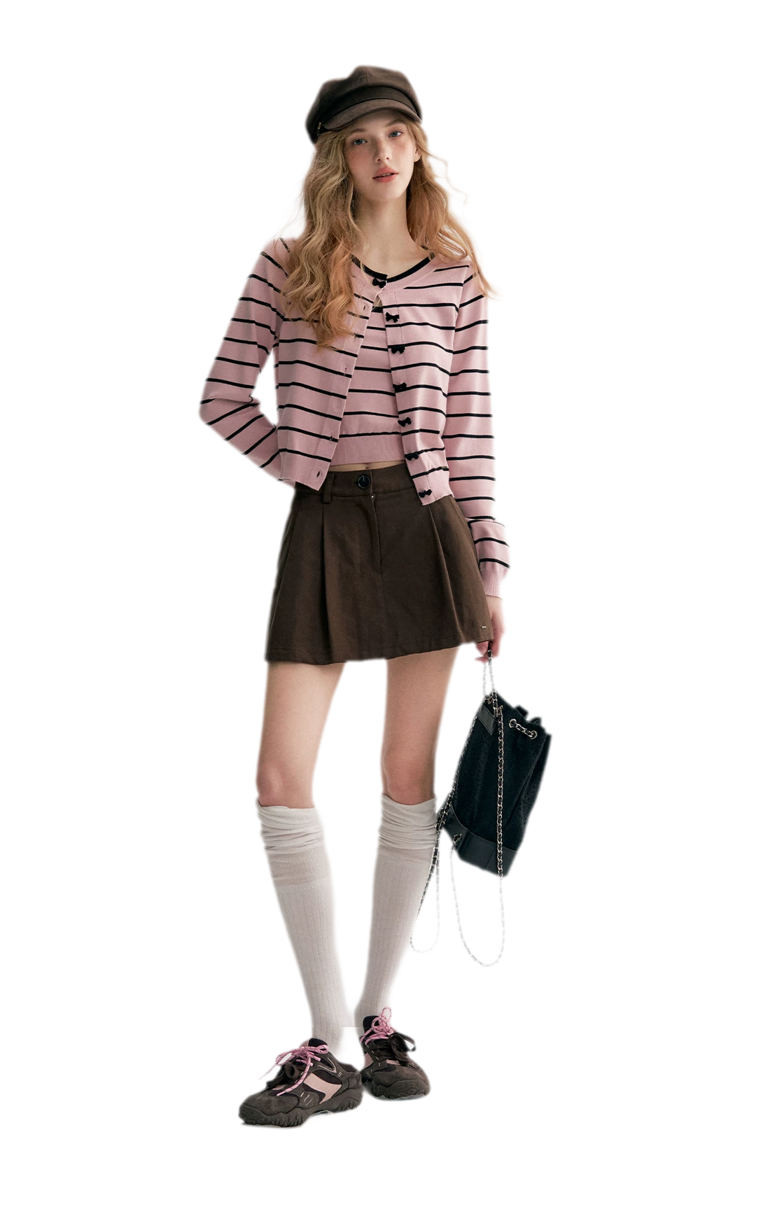 Striped Knit Cami Cardigan Set