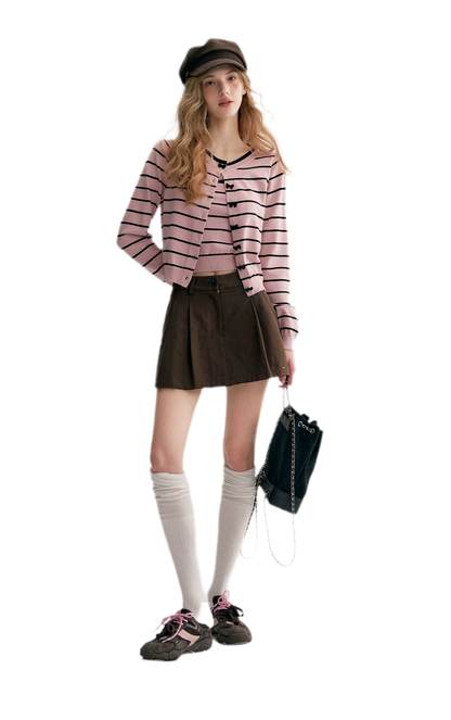 Striped Knit Cami Cardigan Set