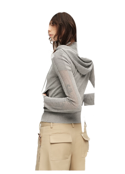 Viscose Honeycomb Hooded Cardigan