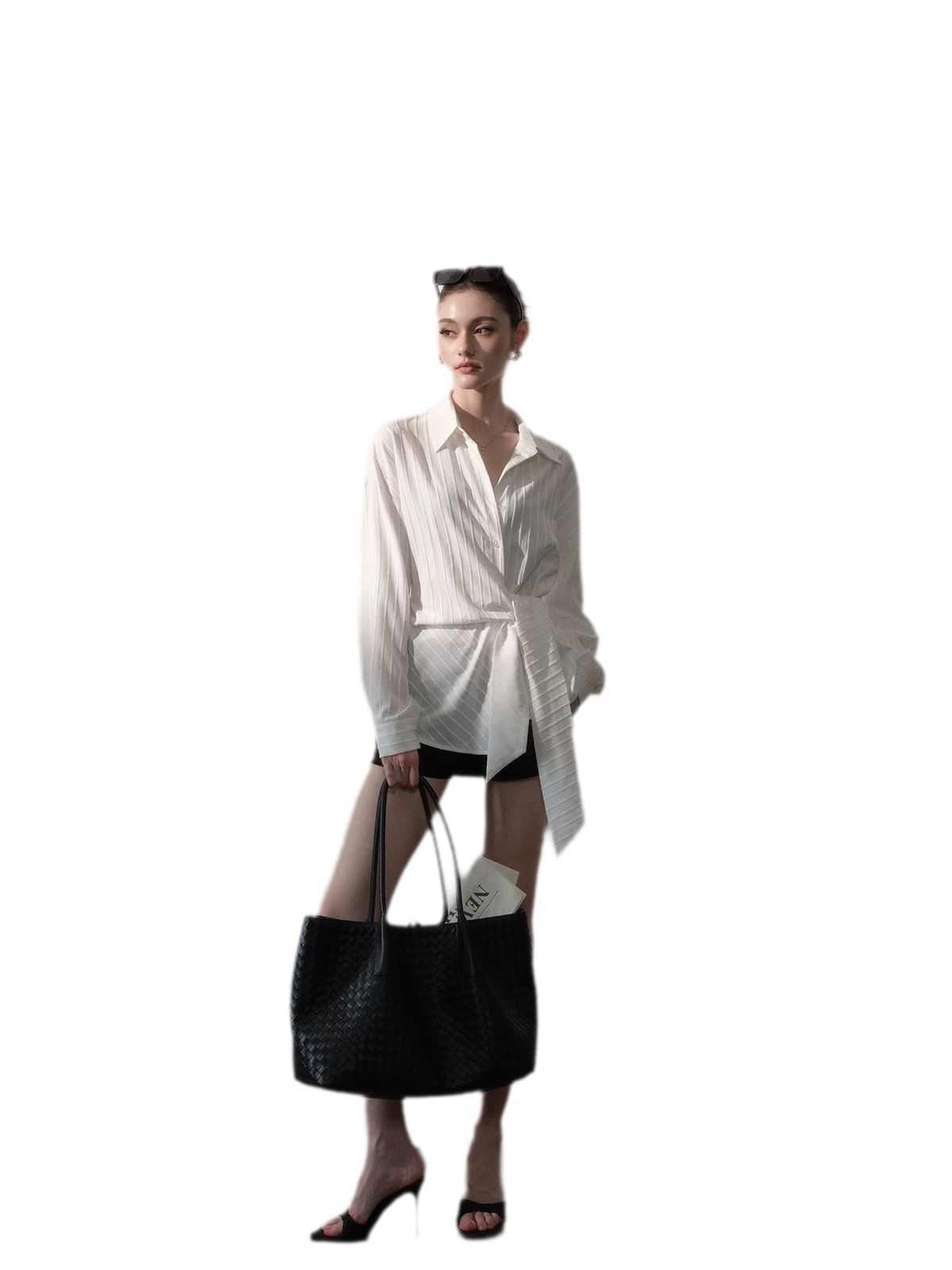 Vertical Striped Tie-Waist Shirt