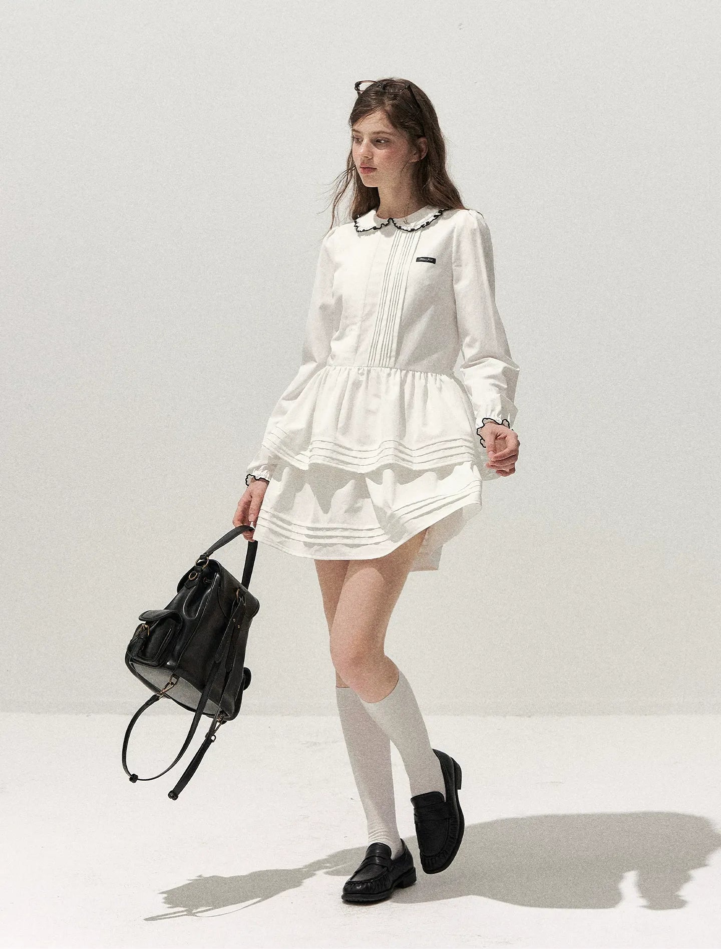 Pleated Peter Pan Collar Dress