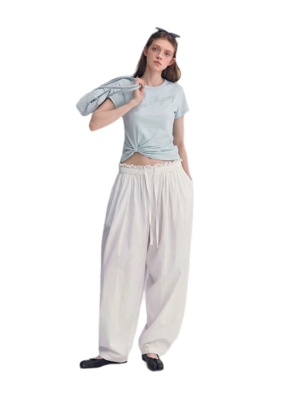 Lace Trim Balloon Pants