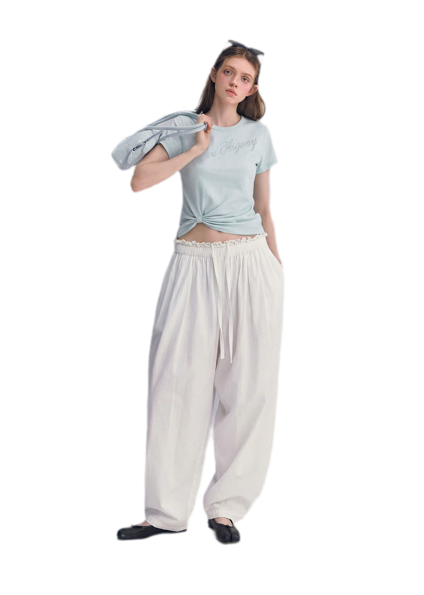 Lace Trim Balloon Pants