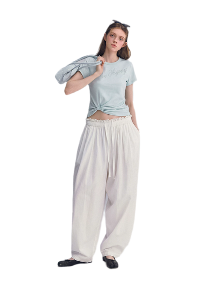Lace Trim Balloon Pants