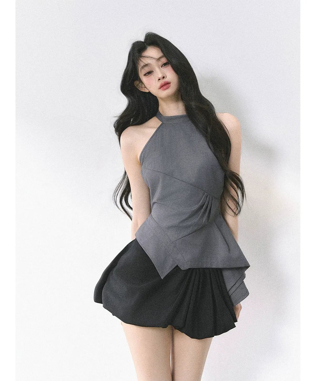 Halter Sculpted Crop Tee