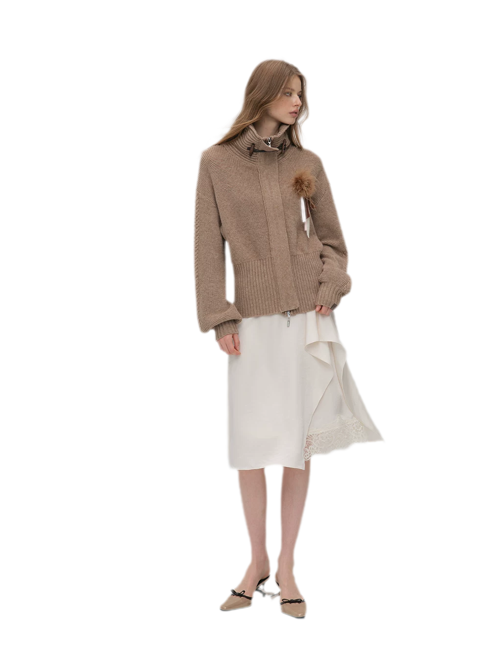 Silky Draped A-Line Skirt