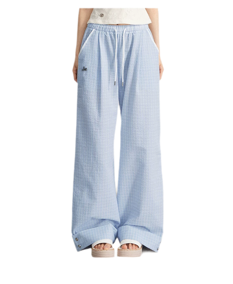 Plaid Wide-Leg Trousers