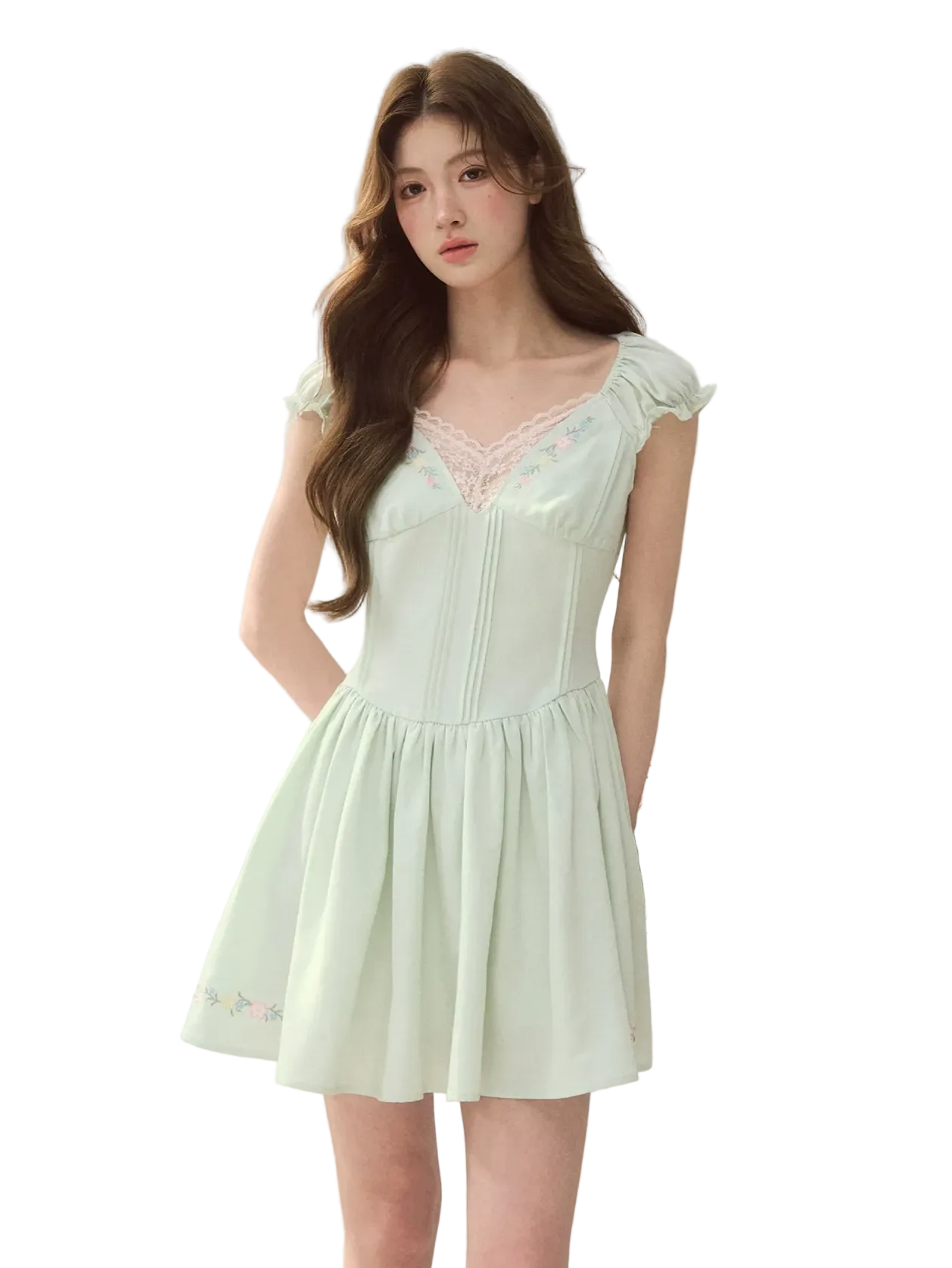 Lyocell Embroidered A-Line Dress